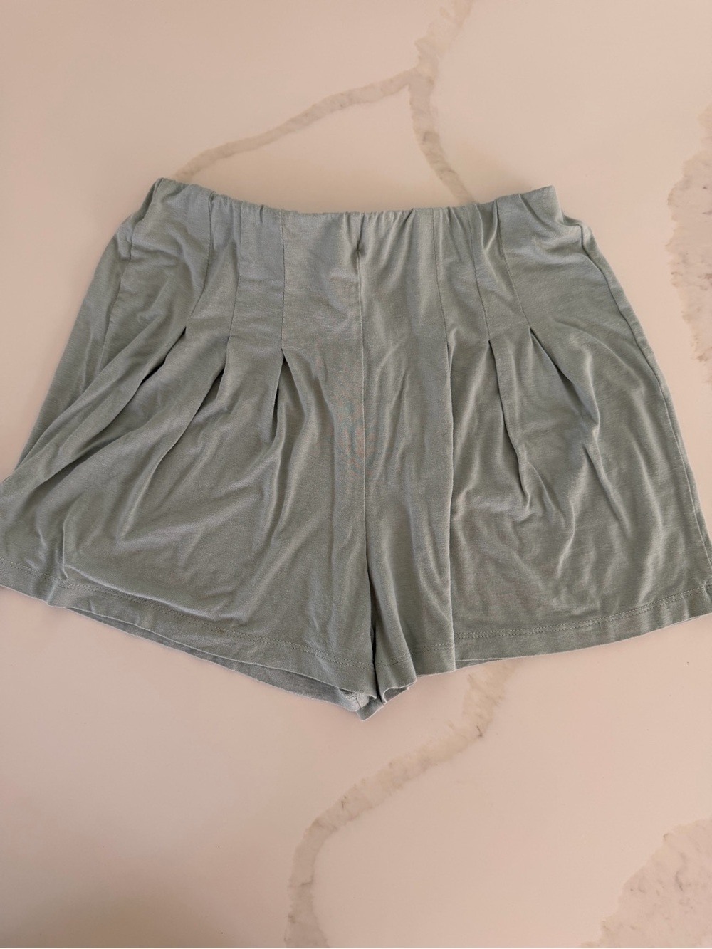 ASOS High-Waist Pleated Shorts in Sage Green